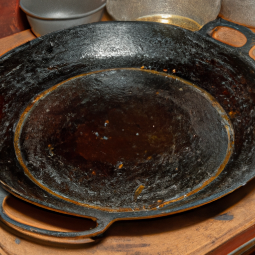 A cast iron baking dish being seasoned with vegetable oil